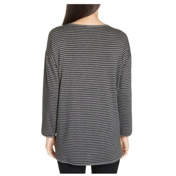 EILEEN FISHER Boat-neck Striped Top - XS - Picture 5 of 8